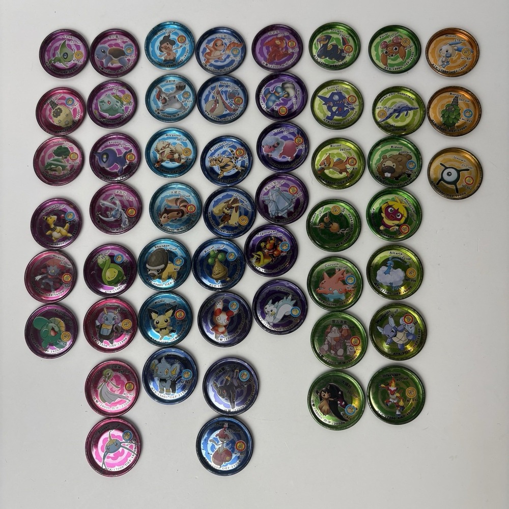 Lot Of 52 POKEMON Tazos Metal Original Pogs Sabritas RARE 90s Y2K